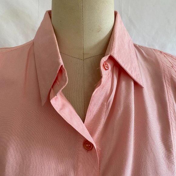Vintage 80s Peach Long Sleeve Dolman Button Down Tunic, sz. M - Picture 7 of 10